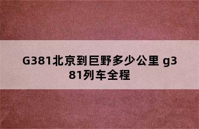 G381北京到巨野多少公里 g381列车全程